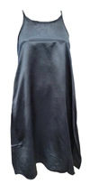 PJ HARLOW RUBY SATIN KNEE LENGTH GOWN WITH SPAGHETTI STRAPS & GATHERED BACK RUBY IN NAVY