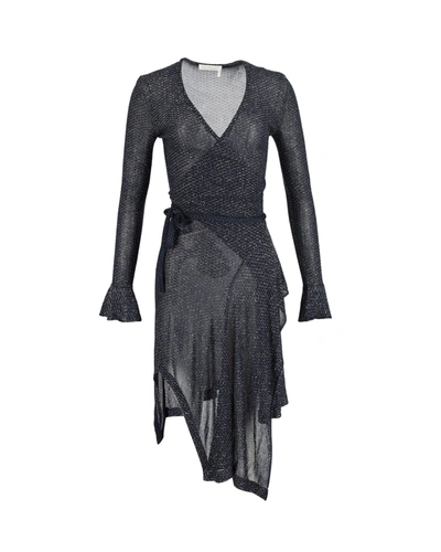 Chloé Metallic Midi Wrap Dress In Black Viscose