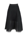 DKNY MESH MIDI SKIRT IN BLACK POLYESTER