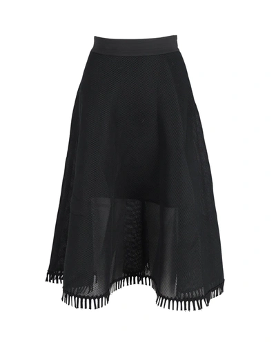 Dkny Mesh Midi Skirt In Black Polyester