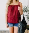 COZY CASUAL EYELET YOU KNOW CAMISOLE IN BURGUNDY