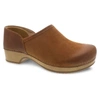 DANSKO WOMEN'S BRENNA SLIP ON CLOG - MEDIUM WIDTH IN TAN BURNISHED SUEDE