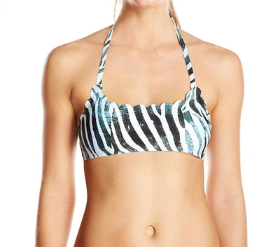 Pq Swim Women's Dreamy Reversible Seamless Wave Bikini Top Swimsuit In Blue Multi In White