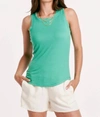 ANOTHER LOVE CLEO RIBBED TANK IN GARDEN GREEN