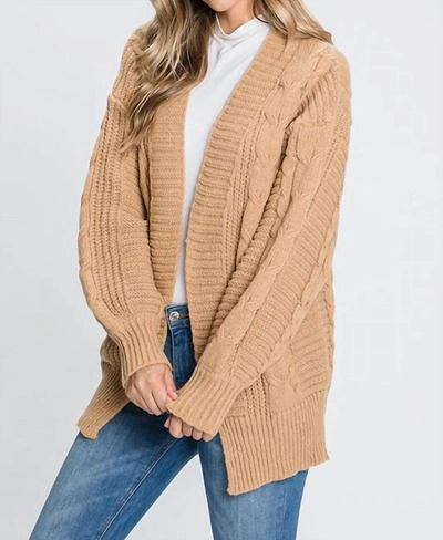 Geegee Gettin' Cozy At The Cabin Cardigan In Beige In Pink
