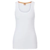 Hugo Boss Scoop-neck Top With Logo Embroidery In White