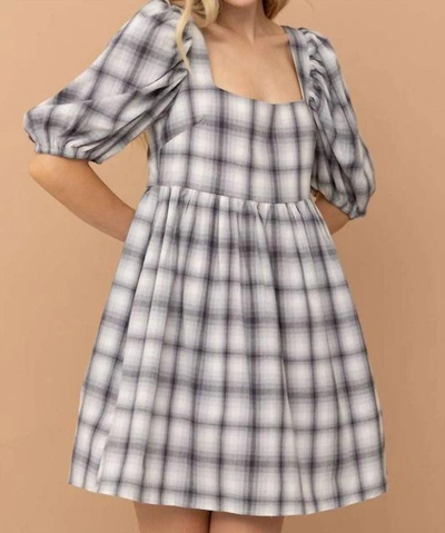 In The Beginning The Autumn Is Calling Plaid Babydoll Dress In Multi In White