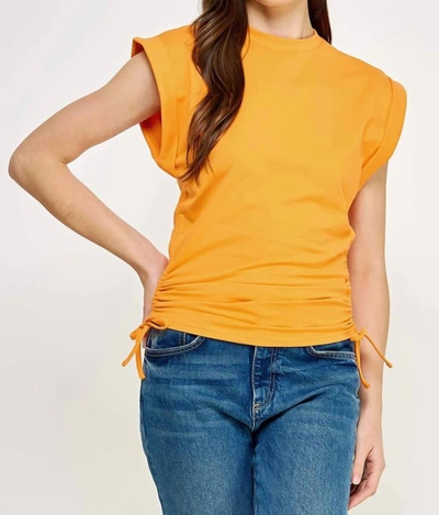 Strut & Bolt Drawstring Side Sleeveless Top In Orange Tangerine In Yellow