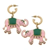 CANVAS STYLE WOMEN'S LIVY ENAMEL ELEPHANT EARRINGS IN PINK/GREEN