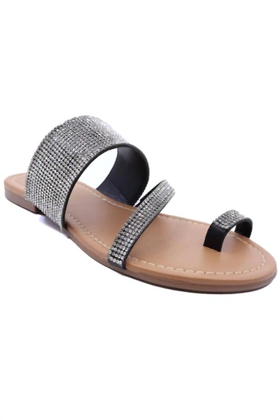 Everglades Lexi 12 Sandals Rhinestones In Black In Silver