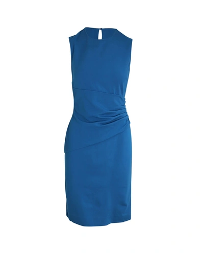 Diane Von Furstenberg Sleeveless Side Drape Dress In Blue Viscose