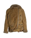 ACNE STUDIOS ACNE STUDIOS VELOCITE BELTED SHEARLING JACKET IN BROWN CALFSKIN LEATHER