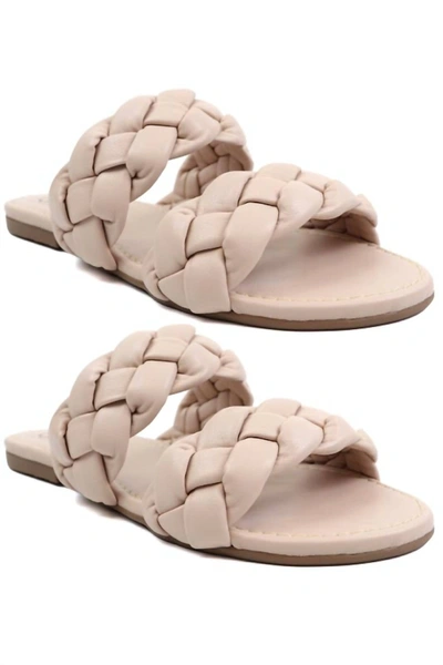 Everglades Lexi 5 Braided Strap Sandals In Nude In Beige