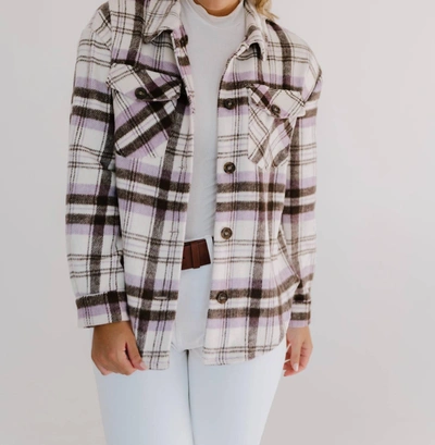 Love Tree Must Have Plaid Shacket In Lavender In Beige