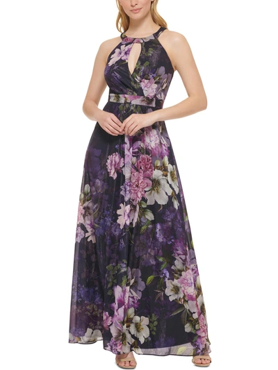 Jessica Howard Womens Hiff Chiffon Evening Dress In Purple