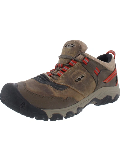 Keen Ridge Flex Mens Leather Lace Up Hiking Shoes In Grey