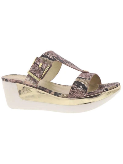 Kenneth Cole Reaction Pepea Buckle Womens Faux Leather Open Toe Wedge Sandals In Multi