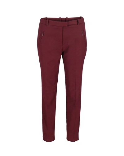 Hugo Boss Slim-fit Tapered Trousers In Burgundy Cotton In Red