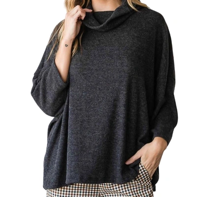 Cy Fashion Relaxed So Soft Turtle Neck Top In Charcoal In Grey