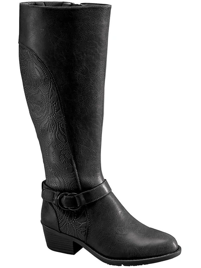 Easy Street Luella Womens Wide Calf Block Heel Knee-high Boots In Black