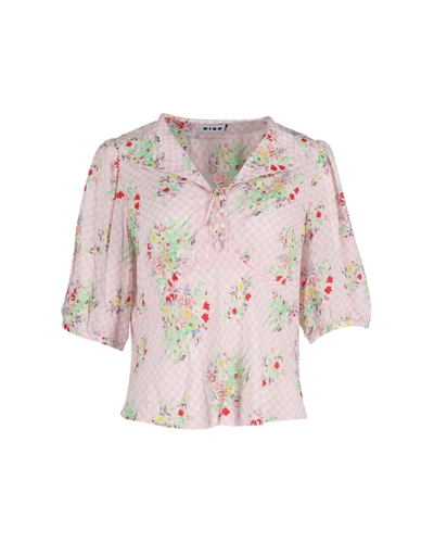 Rixo London Rixo Checkered Floral Top In Pink Silk