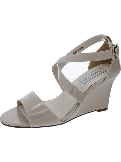 Touch Ups Jenna Womens Patent Strappy Wedge Sandals In Grey