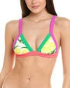 Terez Textured Banded Triangle Top In Multi