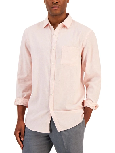 Alfani Mens Cotton Pattern Button-down Shirt In Multi