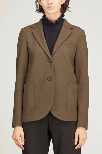 Harris Wharf Women Stand Up Collar Blazer Superfine Merino In Moss Green In Brown