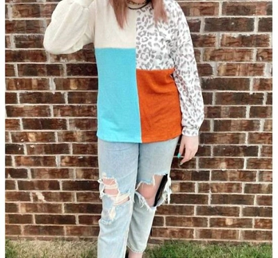 The Hair Bow Company Wild About Fall Colorblock Top In Multi In White