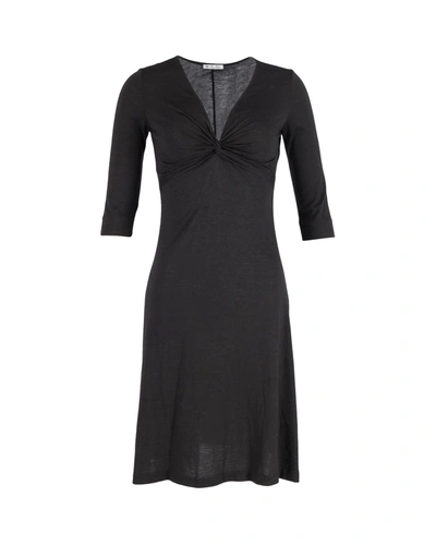 Loro Piana Twist Front V-neck Dress In Black Polyester