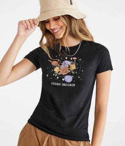 Aéropostale Cosmic Dreamer Foil Graphic Tee In Black