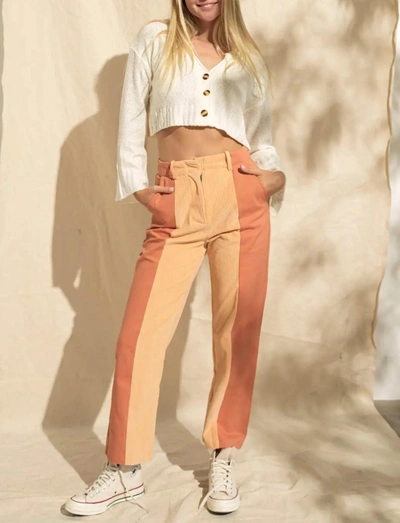 Papermoon Danielle Split Panel Pants In Coral In Orange