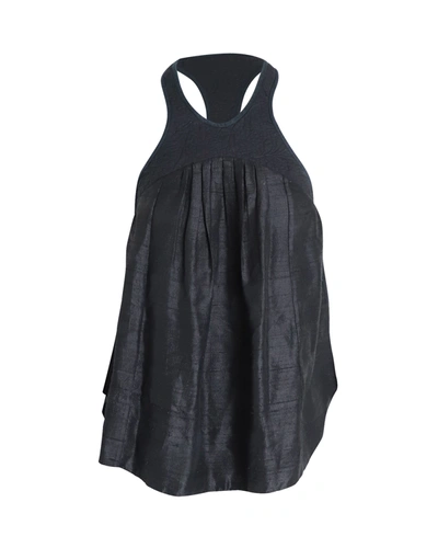 Isabel Marant Racerback Pleated Blouse In Black Silk