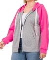Zenana Raglan Sleeved Hoodie In Fuchsia In Grey