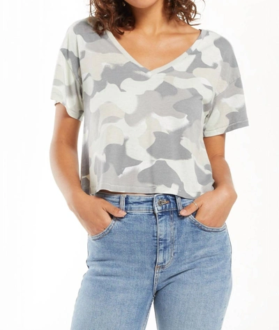 Z Supply Parker Painted V-neck Tee In Camo In Grey