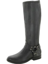 Frye Tall Leather Harness Biker Boots In Grey