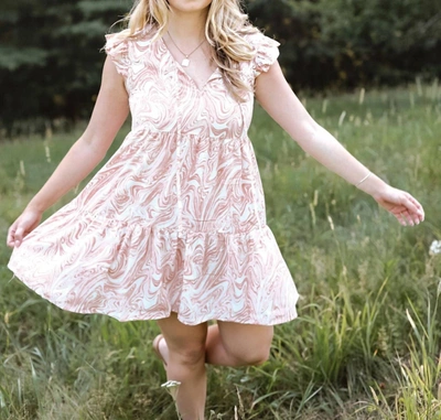 Sweet Lovely By Jen Swirl Dress In Pink In White