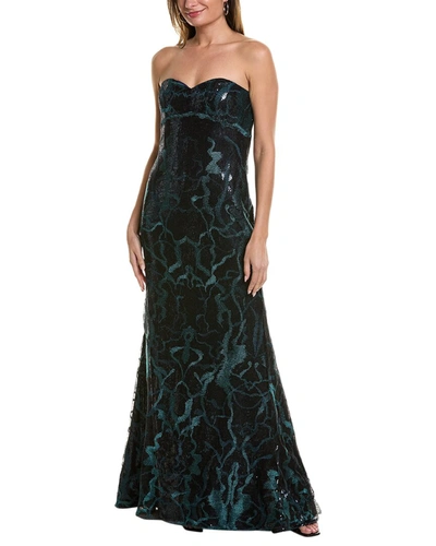 Rene Ruiz Embroidered Gown In Green