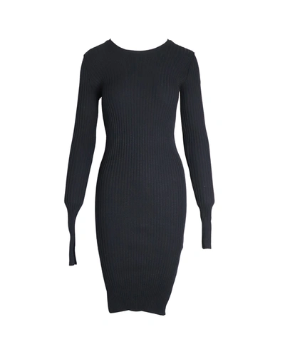 Maison Margiela Ribbed Long Sleeve Fitted Dress In Black Viscose