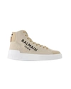 Balmain B Court High Top-canvas & Logo In White Cotton In White