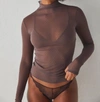 Free People On The Dot Layering Mesh Turtleneck In Brown