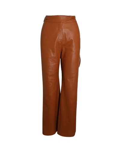 Nanushka Flared-leg Trousers In Bown Polyurethane In Brown