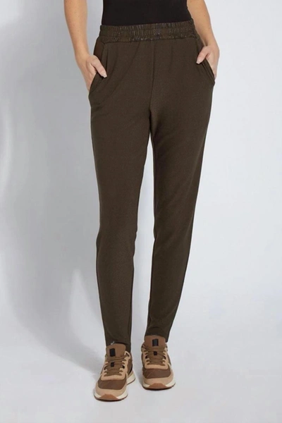 Lyssé Women's Autumnal Gathered Waist Pant In Deep Olive In Brown