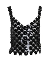 RABANNE PACO RABANNE FLOWER CHAIN-MAIL TANK TOP IN BLACK POLYURETHANE