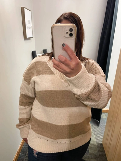 New In Sweater In Taupe And Cream In Beige