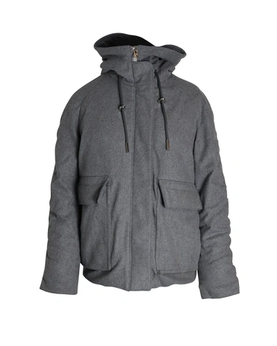 Acne Studios Asa Puffed Hooded Winter Jacket In Grey Wool