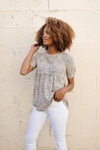 NOW N FOREVER SUBTLE & SWEET SPOTTED BABYDOLL TOP IN BEIGE