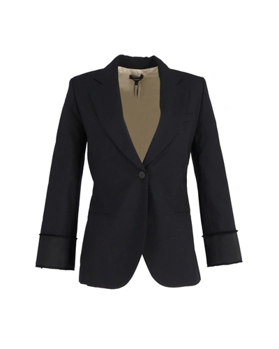 Theory Single-breasted Blazer Jacket In Black Recycled Wool