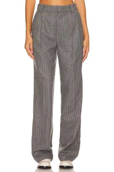Sophie Rue Roen Pant In Grey And White Pinstripe